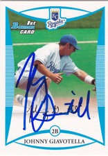 JOHNNY GIAVOTELLA KANSAS CITY ROYALS SIGNED 2008 CARD LOS ANGELES ANGELS ORIOLES