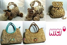NICI WILD FRIENDS BORSA PELUCHE PLUSH HANDBAG ZAINETTO BACKPACK GIRAFFA TIGRE
