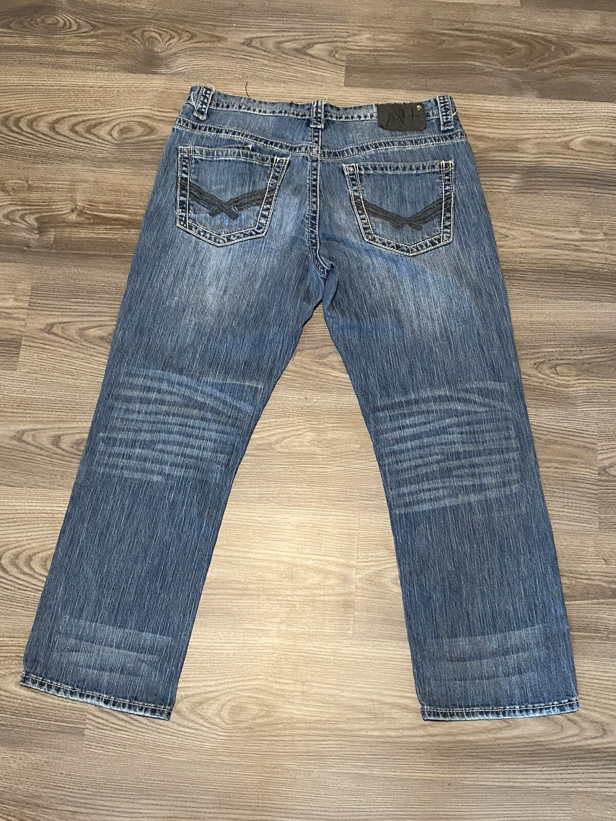 T.K. Axel Treadwell Relaxed Straight Denim Blue Jeans Mens size 34 x 28