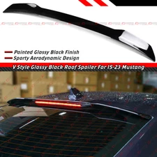 For 2015-2023 Ford Mustang S550 V Style Gloss Black Rear Window Roof Top Spoiler