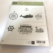 Stampin Up Hello Sailor Cling Mount Rubber Stamps Nautical Whale Sailor NEW