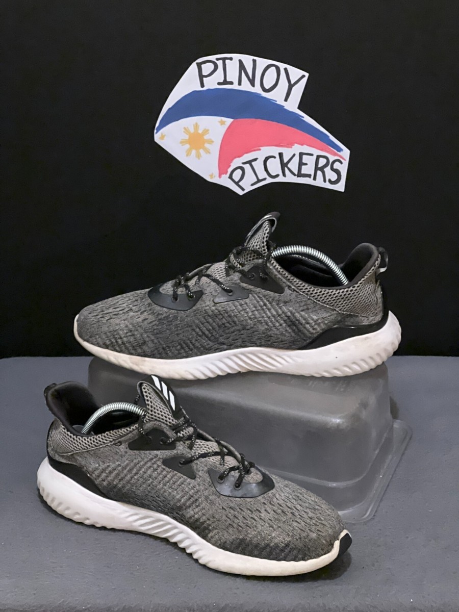 ミィ Adidas AlphaBounce EM Grey Black White Athletic Shoes Men's