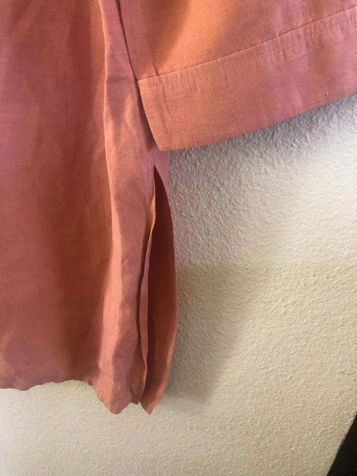 Blusa larga Easy Spirit para mujer lino/seda mangas 3/4 botones delanteros talla 3 = EE. UU. 8 Foto 4 de 4