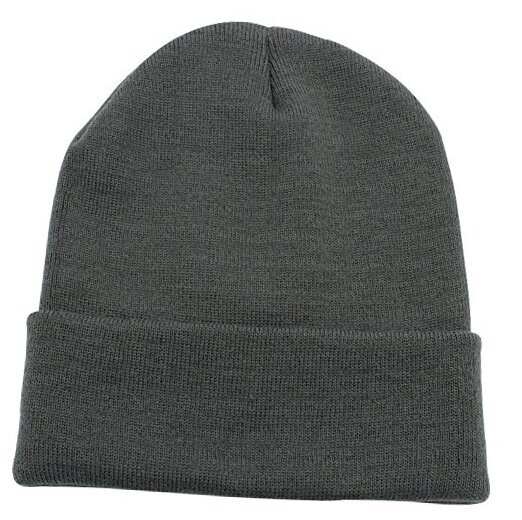 Unisex Dark Grey Cuffed Skull Knit Beanie Hat for Men and Women-image