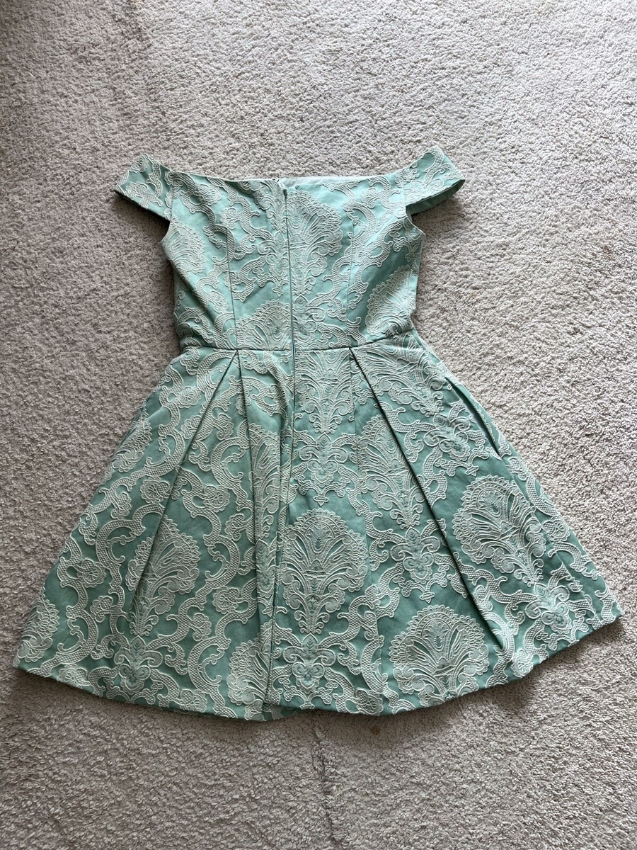 Topshop Mint Green Brocade Off Shoulder Dress US 4 | eBay
