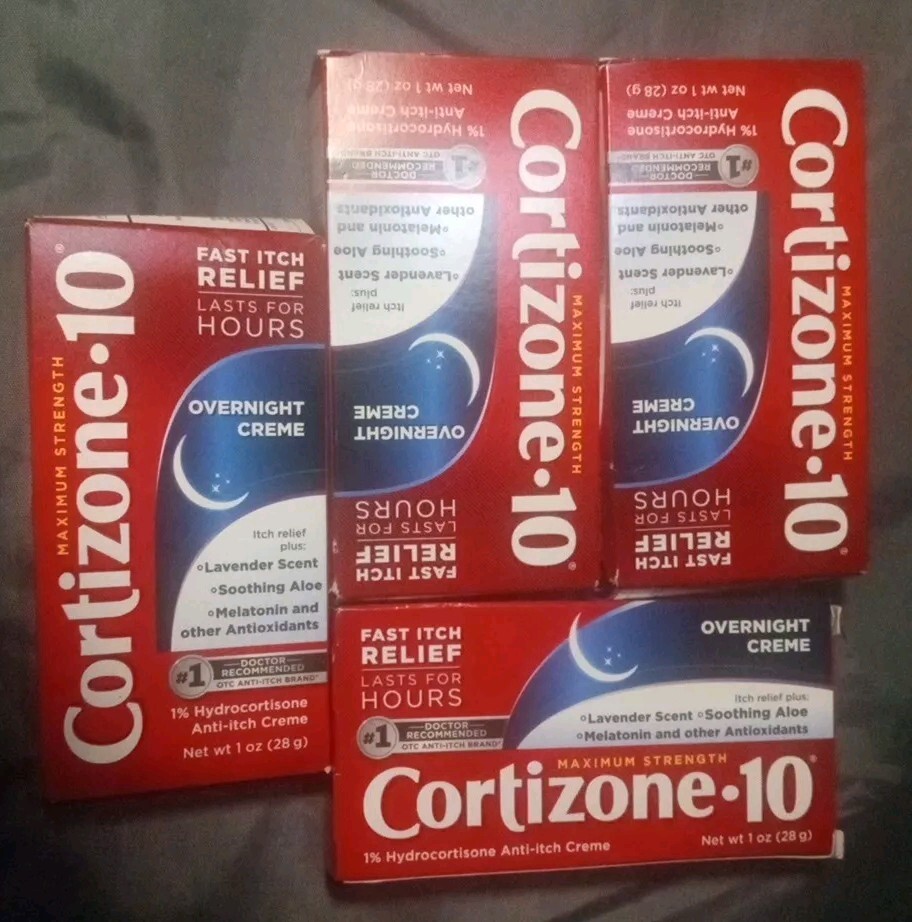 Paquete de 4 cremas para aliviar la picazón durante la noche Cortizone 10 de máxima fuerza 1 oz exp. 11/24