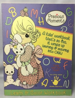 Retro Precious Moments Learn & Color Workbook ABCs Easy Tear Out Pages Kids Gift