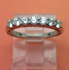 7 Diamond Wedding Band 14K White Gold Ring 0.35ct Full Cut Stones Size 5 2.5g