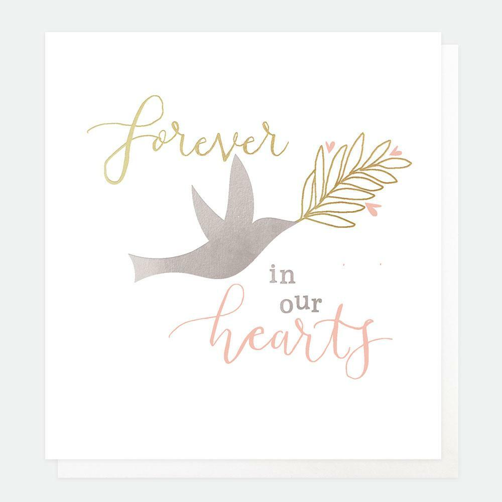Really Lovely 'Forever In Our Hearts' Sympathy Card with Dove & Heart Design