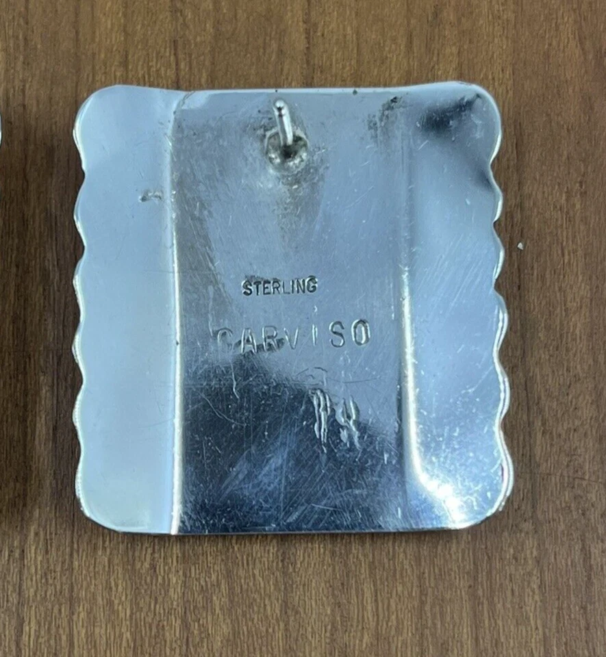 Native America Navajo Sterling Rug Pattern Earrings By Wilton Carviso (d.) - Image 4 of 4