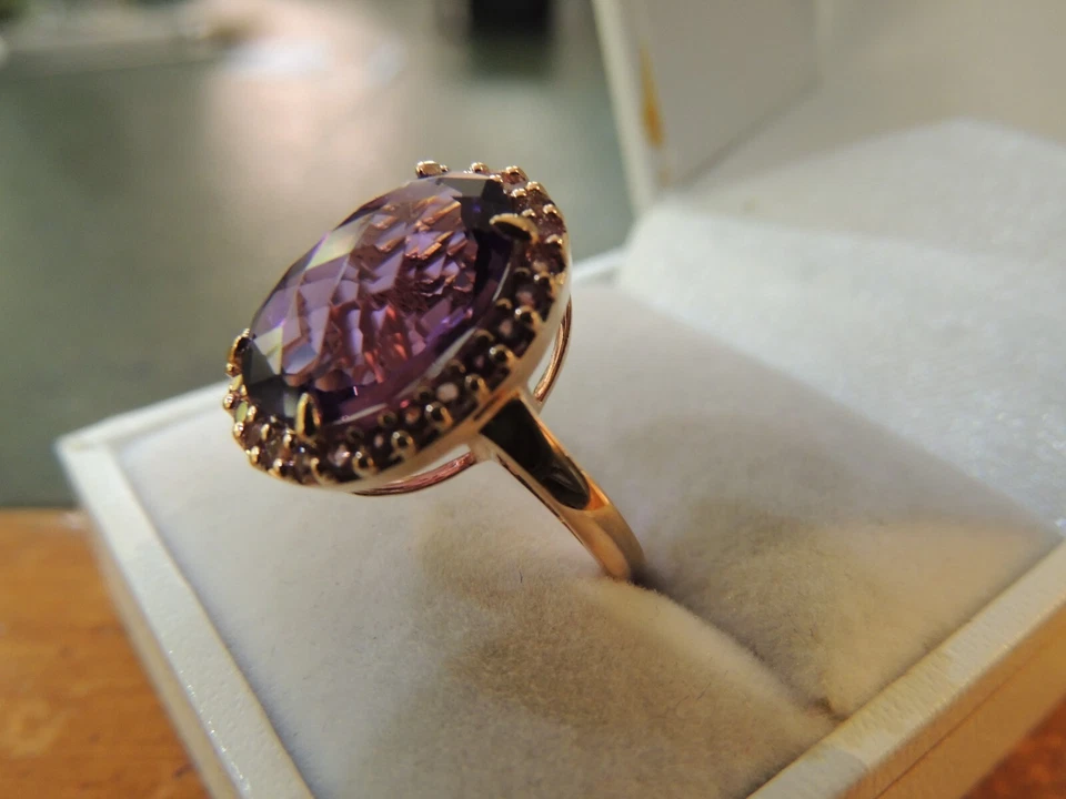 Bague or jaune 18 carats améthyste et tourmalines - Photo 4/4