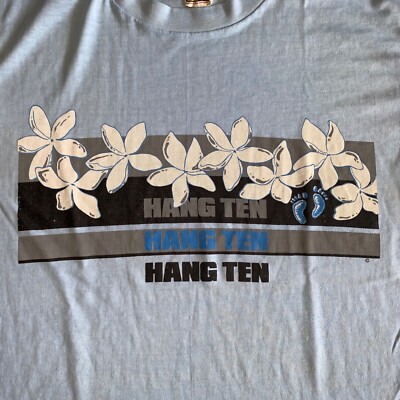 70s - 80s VINTAGE HANG TEN SURF BRAND T-SHIRT MEN SZ L PAPER THIN