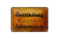 Blechschild Spruch 18X12 Cm GrillköNig Salatprinzessin Deko Schild