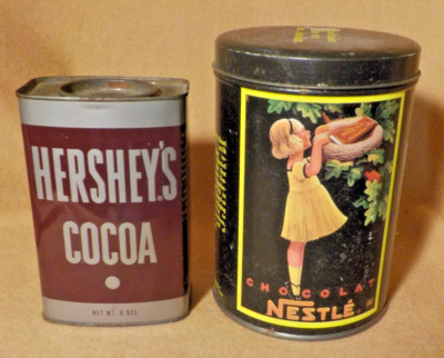 TWO Vintage Tins:  Hershey's Cocoa AND Nestle Chocolat