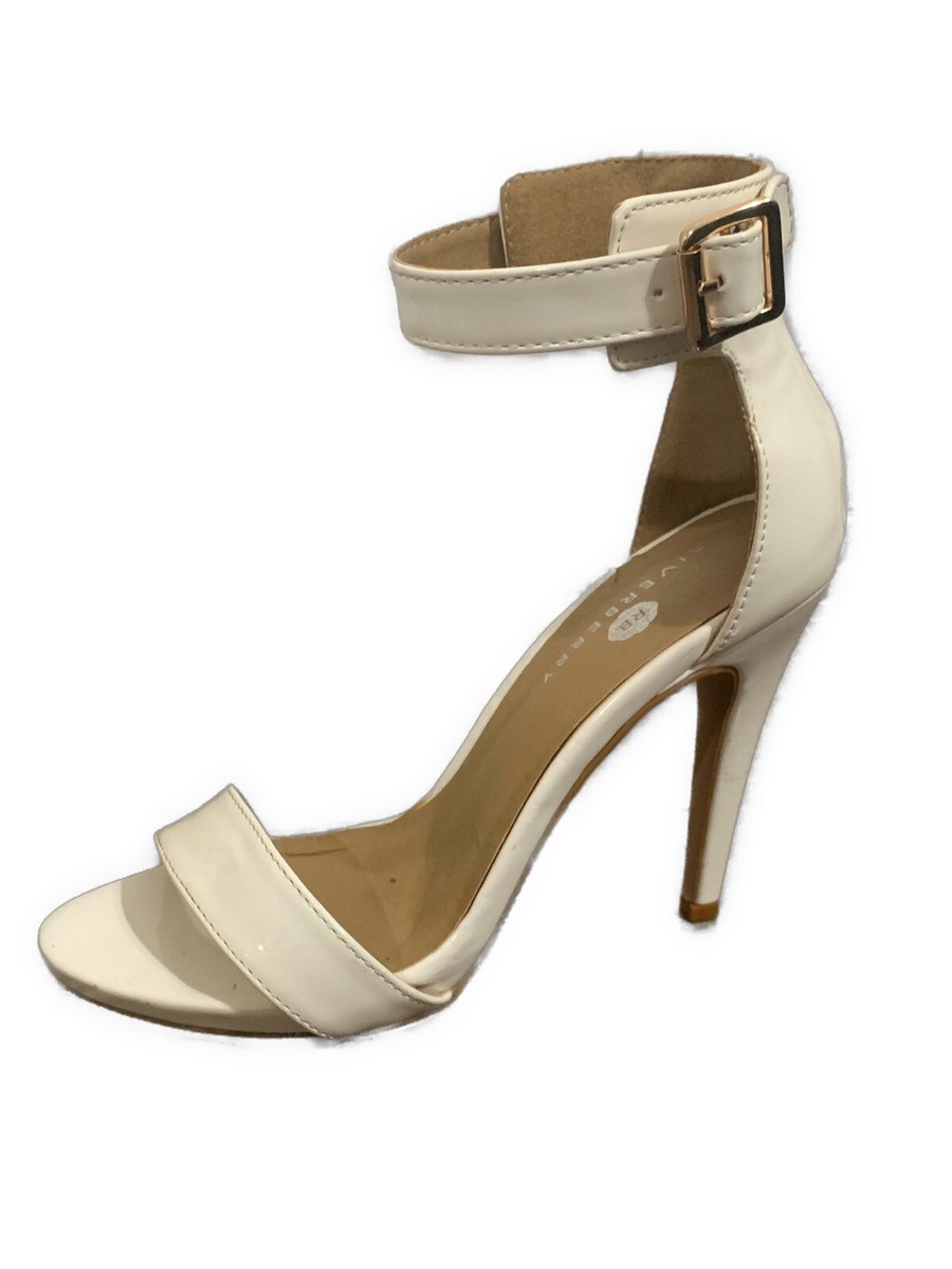 Riverberry Solid White Vegan Patent Leather Ankle Strap High Heel - Main Image