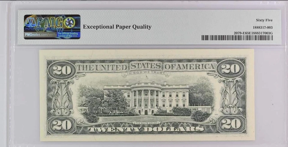Low Serial Number 39 $20 Year 1993 S/N E00000039F PMG65EPQ - Image 3 of 3