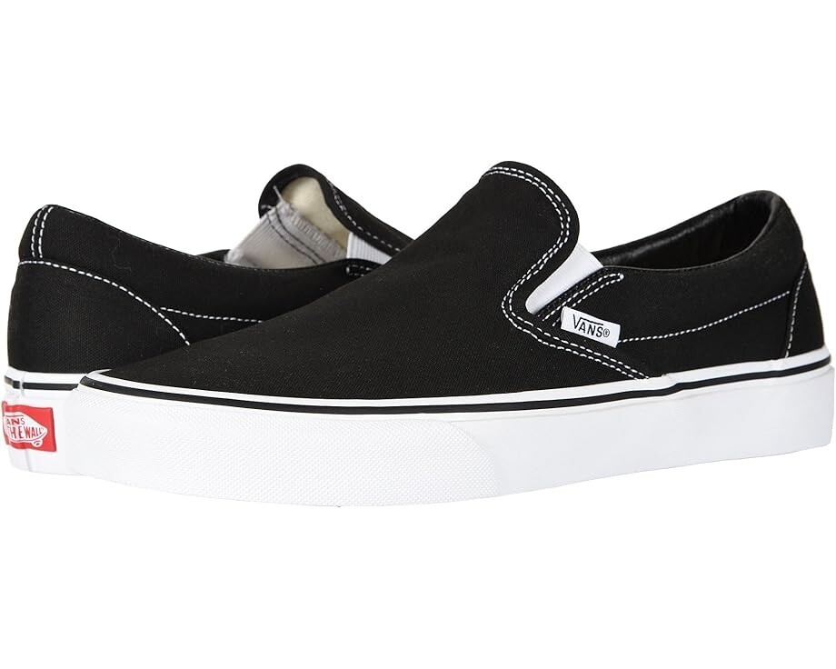 New in Box Vans Classic Slip-On Canvas Sneakers Black/White, Fast Shipping