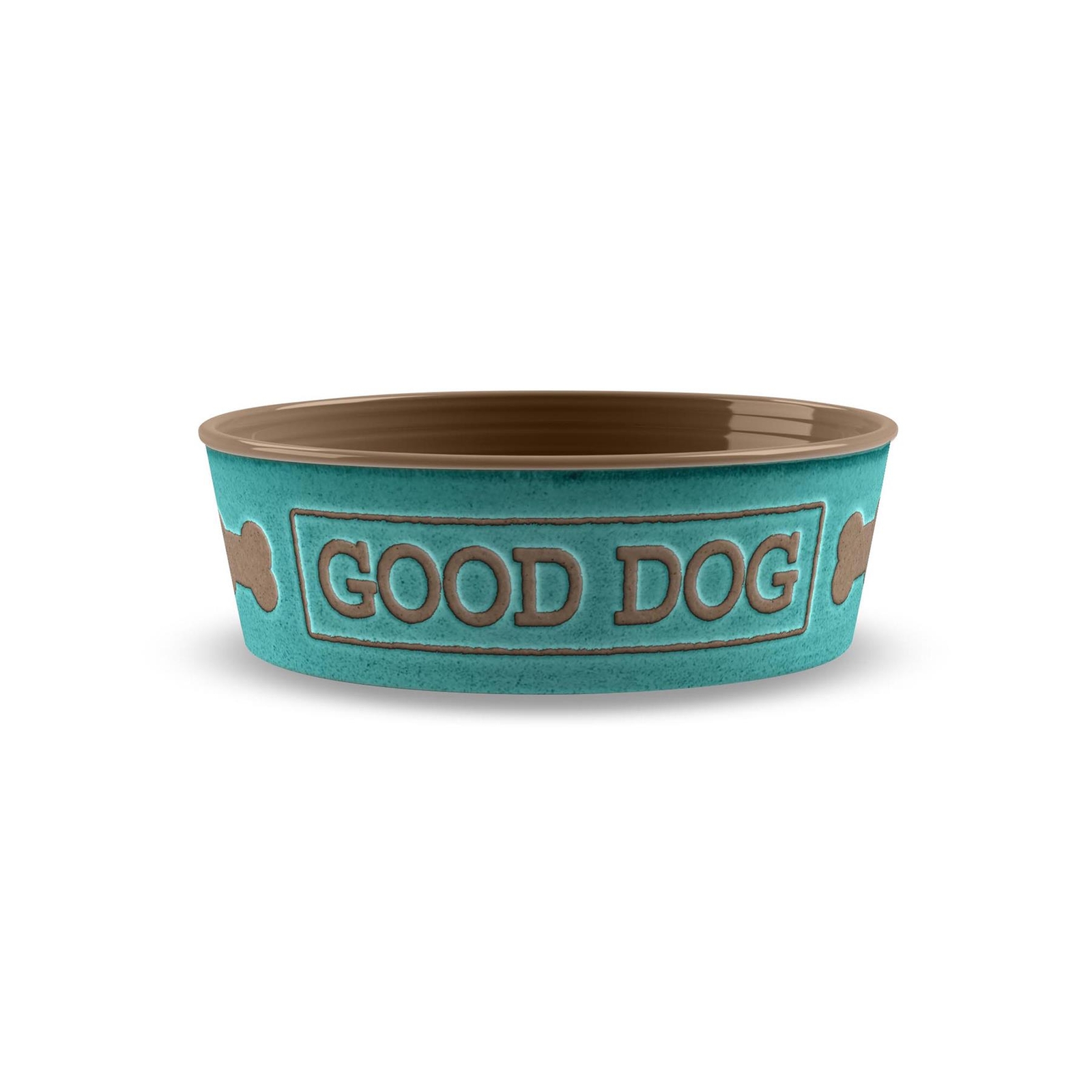Teal 'Good Dog' Melamine/Plastic Pet Food Bowl - Medium