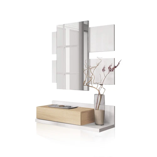 Recibidor con cajón + espejo, mueble colgante, mueble de entrada, Tekkan - Imagen 2 de 12