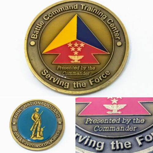 US Army national guard challenge coin, Battle command training, Fort Leavenworth - Picture 1 of 8