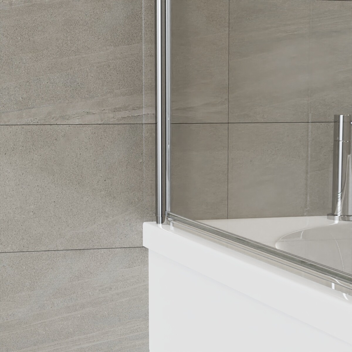 180° Pivot Curved Square Over Bath Shower Glass Screen Door Panel