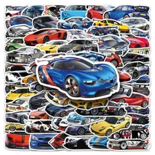 100pcs Waterproof Vinyl Super Cars Stickers for Luggage, Laptops, Skateboard