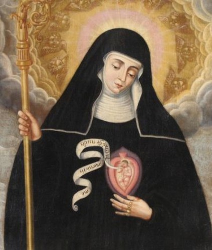 St Gertrude the Great Medal Italy Key Ring Gift Box & Prayer Card - Picture 4 of 4
