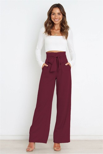 Women Dress Pants High Waisted Wide Leg Lounge Pants Business Casual Work Pants - Picture 17 of 26