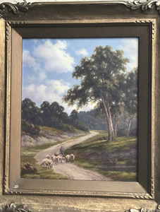 Antique Henry Harold Vickers, Oil on Canvas Landscape, framed, 1913.