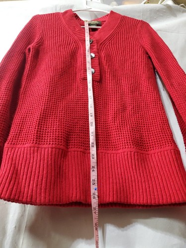 Eddie Bauer Sweater Women's Small Red Cotton Blend Longsleeve Pullover Buttons - Picture 7 of 10