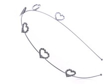 Lovely Princess Bridal Wedding Simple Rhines Six Heart Hair Piece Headband Clr