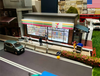1/64 Diorama Car Parking Lots Model Street Convenience Shop Buildings Display US