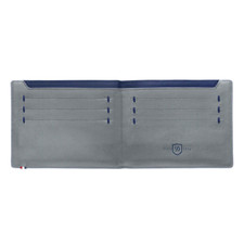 S.T. Dupont Leather Card Holder Wallet, Gray with Dark Blue Accents 184200, NIB