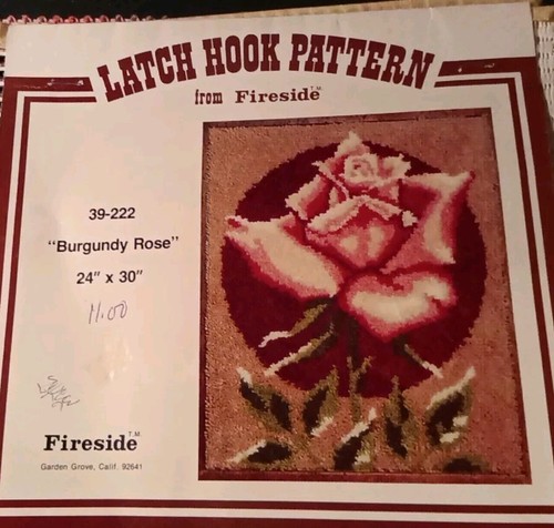 Latch Hook Pattern from Fireside BURGUNDY ROSE 24" x 30" - 39-22 Canvas Only - Picture 2 of 3