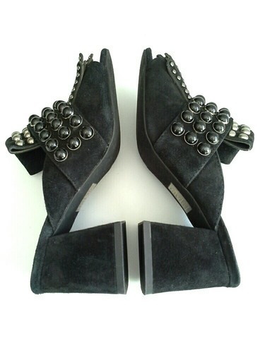 Jeffrey Campbell Lenoir Peep Toe Mules Sandal Beaded Studded Black Size 5 $165 - Picture 8 of 9
