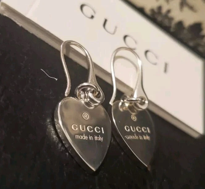 Boucles d'oreilles neuves GUCCI argent 925 coeur femme accessoires 7,6 g fabriquées en ITALIE