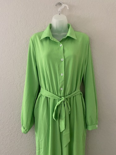 80’s Vintage Lime Green Jumpsuit Romper Polyester Fabulous Dress Romper. ❤️ - Picture 3 of 9