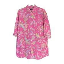 Lauren Ralph Lauren Button Up Pink Paisley Shirt Dress Womens M Boho Preppy