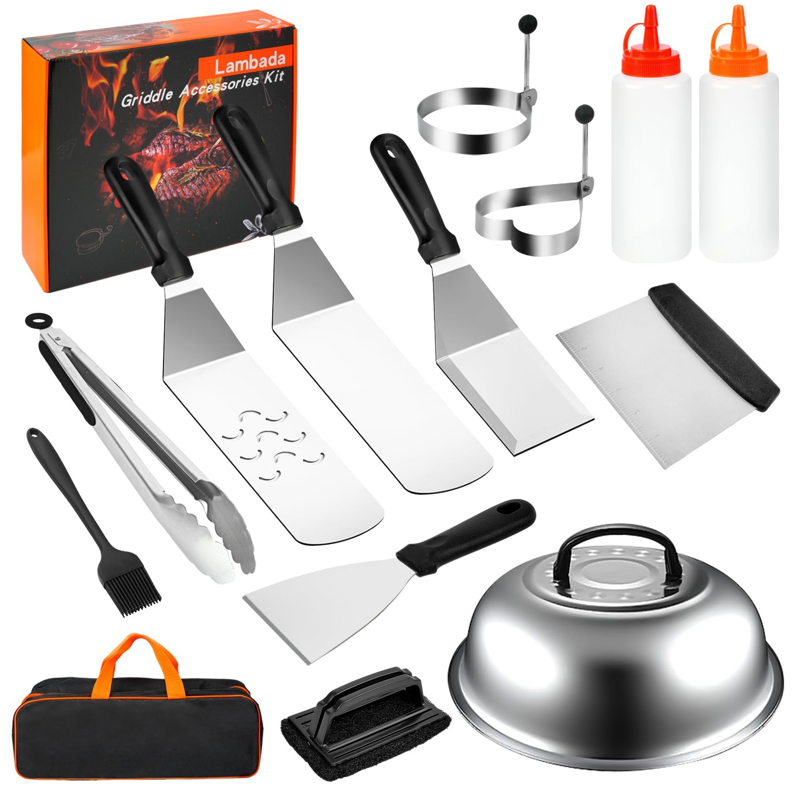 14Pcs Blackstone Griddle Kit with Spatula, Scraper & Basting Tools for BBQ Camp Cooking