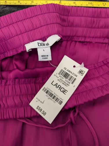 $59 Bar III Women's Drawstring-Waist Wide-Leg Pants - Bold Berry - Sz L - Picture 3 of 5