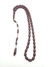 Rare Faturan Bakelite Tasbih 45 Beads 27g 13x7mm Dark Cherry Islamic Prayer