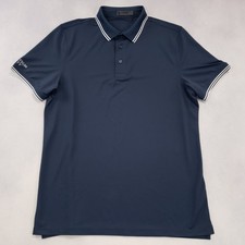 G/Fore Polo Shirt Men Large Blue White Trim Performance Stretch Short Sleeve EUC