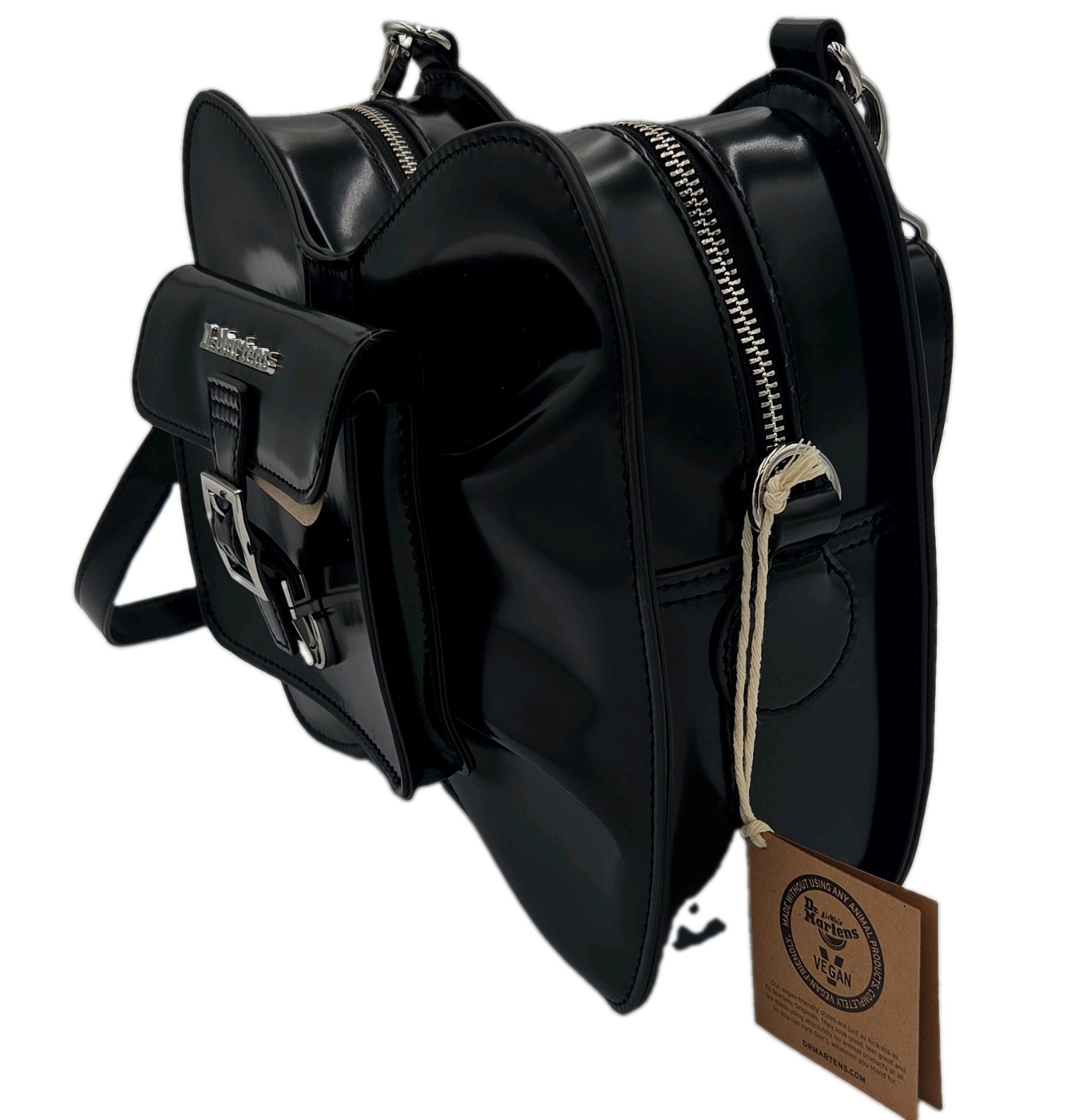 RARE Dr. Martens Bow Crossbody Bag Black Silver Hardware Detachable Strap NWT image 2
