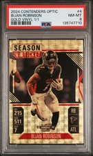 2024 Contenders Optic - Bijan Robinson - Gold Vinyl Prizm 1/1 - #4 - PSA 8 