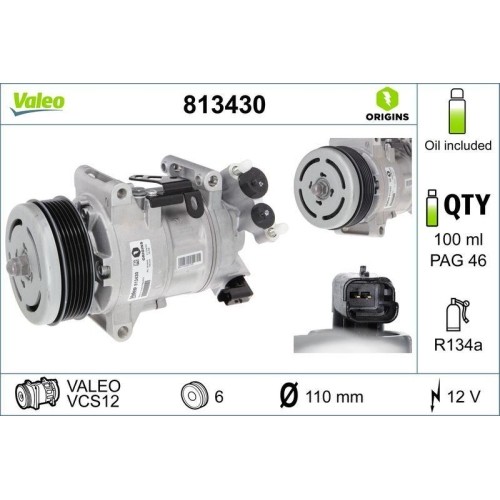 Compresseur Climatisation Valeo 813430 Origins pour DS 3 et DS 4