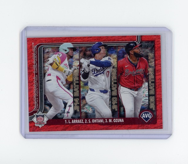 2025 Topps Series 1 Luis Arraez Shohei Ohtani Marcell Ozuna #347 Red Foil /5 (D)