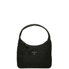 Prada Triangle Logo Plate Handbag Women Black One Size