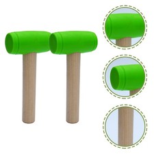 2Pcs Kids Mallet Toy Durable Wood Handle Green Simulation Tool Set
