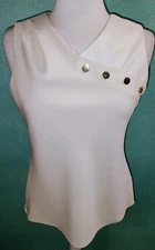 DKNY Sz PM Petite Medium Ivory Sleeveless Top