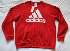 NWT Adidas Essentials Soft Fleece Big Logo Crewneck Sweatshirt Men's 2XL Red